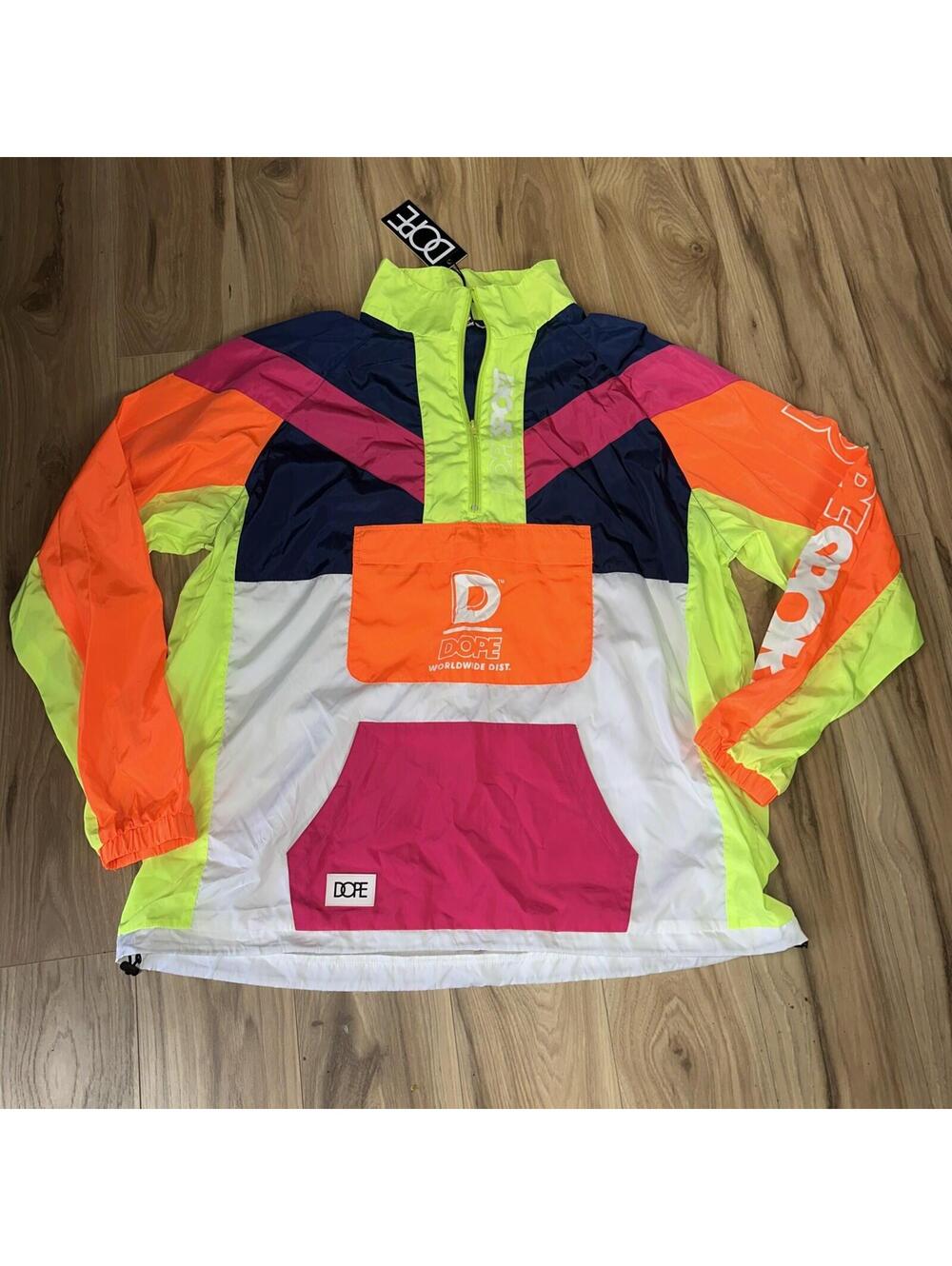Dope Sport Windbreaker Men’s Sz XXL  White/ Orange Green